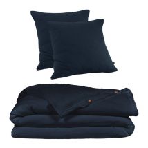 Meubletmoi - Parure de lit 220 x 240 cm en double gaze de coton bleu nuit - pepa 3