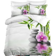 Parure de lit 220x240cm 2 personnes L'état d'esprit 3D effet 3 pieces 1 housse de couette avec 2 taies d'oreillers 63x63cm