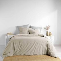 Parure de lit 240 x 220 cm Linette en coton lavé 57 fils Beige