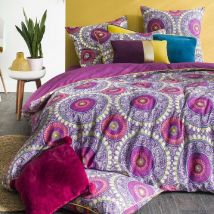 Future Home - Parure de lit 3 pièces Adulte 2 personnes rosaces en satin 78 fils Set de Housse de couette 260x240cm +2 Taies d'oreiller 63x63 cm avec