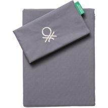 Benetton - parure de lit 2PC (1HOUSSE de couette 150X220CM + 1TAIE d'oreiller 63X63CM) bleu foncé et beige tevere 70% coton + 30% polyester - Bleu