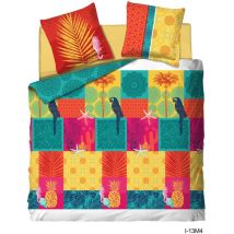 Promo Linge - Parure De Lit 3 Pièces 240 X 260 Cm Imprimée Perroquet.