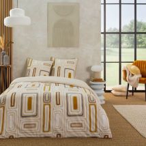 Future Home - Parure de lit 3 pièces Adulte 2 personnes en coton 57 fils imprimé beige Set de Housse de couette 260x240cm +2 Taies d'oreiller 63x63