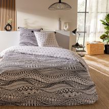 Future Home - Parure de lit 3 pièces Adulte 2 personnes en coton 57 fils imprimé blanc Set de Housse de couette 260x240cm +2 Taies d'oreiller 63x63