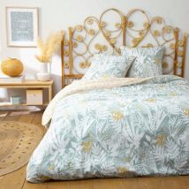 Future Home - Parure de lit 3 pièces Adulte 2 personnes en coton 57 fils imprimé bleu Set de Housse de couette 260x240cm +2 Taies d'oreiller 63x63 cm