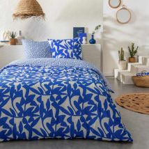 Future Home - Parure de lit 3 pièces Adulte 2 personnes en coton 57 fils imprimé bleu Set de Housse de couette 240x220cm +2 Taies d'oreiller 63x63 cm