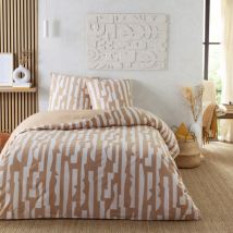 Future Home - Parure de lit 3 pièces Adulte 2 personnes en coton 57 fils imprimé camel Set de Housse de couette 240x220cm +2 Taies d'oreiller 63x63