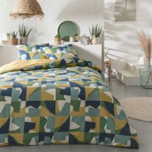 Future Home - Parure de lit 3 pièces Adulte 2 personnes en coton 57 fils imprimé vert Set de Housse de couette 240x220cm +2 Taies d'oreiller 63x63 cm