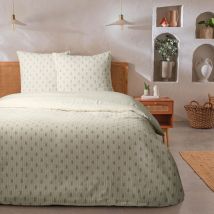 Parure de lit 3 pièces Adulte 2 personnes en coton flammé imprimé fleuri Set de Housse de couette 240x220cm +2 Taies d'oreiller 63x63 cm avec