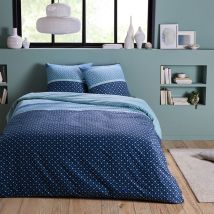 Parure de lit 3 pièces Adulte 2 personnes géométrique en microfibre 200x200cm +2 Taies d'oreiller 63x63 cm avec Fermeture Boutons