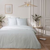 Future Home - Parure de lit 3 pièces Adulte 2 personnes en satin de coton unie Set de Housse de couette 240x220cm +2 Taies d'oreiller 63x63 cm avec