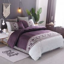 Parure de lit 3 pièces pour 2 Personnes à Motif imprimé Convallaria Violet Housse de Couette Réversible avec Fermeture 200 200CM