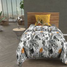Parure housse de couette140X200 cm microfibre bali gris, par Intemporel