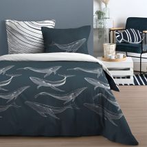Parure de lit bleue baleine 260 x 240 cm