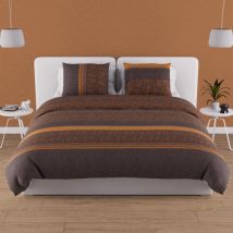 Soleil D Ocre - Parure housse de couette en coton 57 fils 240x220 cm cachemire ocre, par Soleil d'Ocre