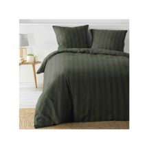 Promo Linge - Parure de Lit - Cléo uni Housse de Couette 240 x 220 cm + Taies d'Oreiller - Kaki.