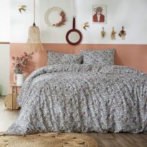 Parure de lit coton imprimé floral Bleu 200x200