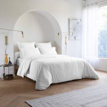 Someo - Parure de lit coton lavé Blanc 200x200 - celeste