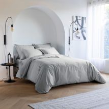 Someo - Parure de lit coton percale Gris 140x200 morphee