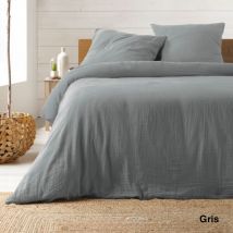 Parure de lit en Gaze de Coton 240x260cm - Gris .