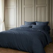Terre De Nuit - Parure de lit en bambou uni 240x220 bleu marine