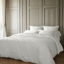 Parure de lit en bambou uni 240x220 blanc