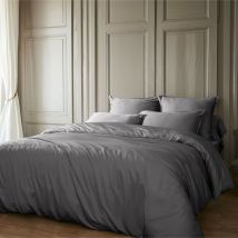 Terre De Nuit - Parure de lit en bambou uni 240x220 anthracite