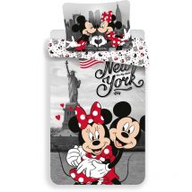 Literie en coton 140x200 Mini Mouse et Mickey New York Love taie d'oreiller 60x80 JF 02