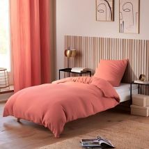 Parure de Lit en Gaze de Coton - pour Lit Une Place - Parure de Couette 140x200cm - 200 x 140 cm - Rose.