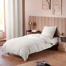 Parure de Lit en Gaze de Coton - pour Lit Une Place - Parure de Couette 140x200cm - 200 x 140 cm - Blanc.
