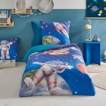Parure de lit en percale de coton thomas bleu 140x200 cm