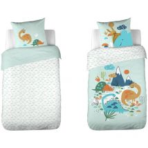 Côté Déco - Parure de lit enfant Dinosaures - 100% coton 57 fils/cm²