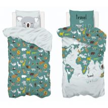 Parure de lit enfant imprimée Carte du Monde