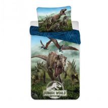 Ac-deco - Literie en coton 140x200 Jurassic Park dinosaures forêt montagnes 6779 Jurassic Park taie d'oreiller 70x90
