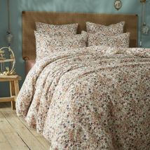 Parure de lit gaze de coton imprimé floral 140x200 rose