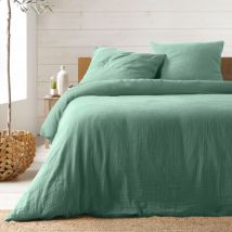Parure de lit en Gaze de Coton 240x260cm - 260x240cm - Sauge.