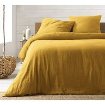 Parure de lit en Gaze de Coton 240x260cm - 260x240cm - jaune.