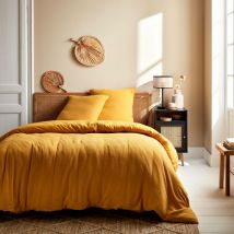 Parure de lit gaze de coton or avec taie d'oreiller 260x240 cm