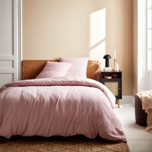Parure de lit gaze de coton rose avec taie d'oreiller 240x220 cm