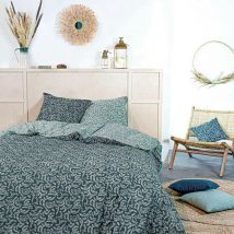 Parure de lit double face en coton, 220 x 240 cm, motif végétal