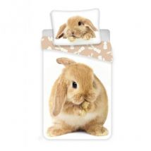 Literie coton 140x200 Lapin lapin marron 7210 taie d'oreiller 70x90