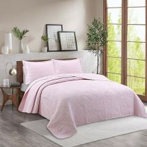 Parure de lit matelassée légère en microfibre douce pour très grand lit, beige, toutes saisons (1 couette, 2 taies d'oreiller)