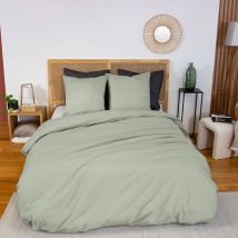 Parure de lit percale de coton 2 places sauge Skala 260 x 240 cm