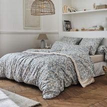 Linnea - Parure de lit percale de coton lison gris Taie 50x70 cm 200x200 cm