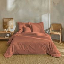 Parure de lit percale unie 140x200 Terracotta