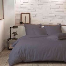 Parure de lit percale unie gris 260x240 cm