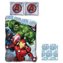 Marvel - Parure de lit réversible Avengers Hulk, Captain America, Iron Man- 140 cm x 200 cm