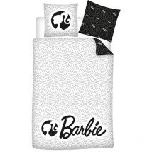 Parure de lit réversible Barbie - Noir Et Blanc - 140 cm x 200 cm