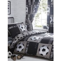 Parure de lit réversible Football Noir Gris et Blanc -138 x 200 cm