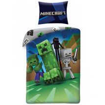Argofield - Parure de lit réversible et Taie D'oreiller Minecraft -Enderman- - 140 cm x 200 cm